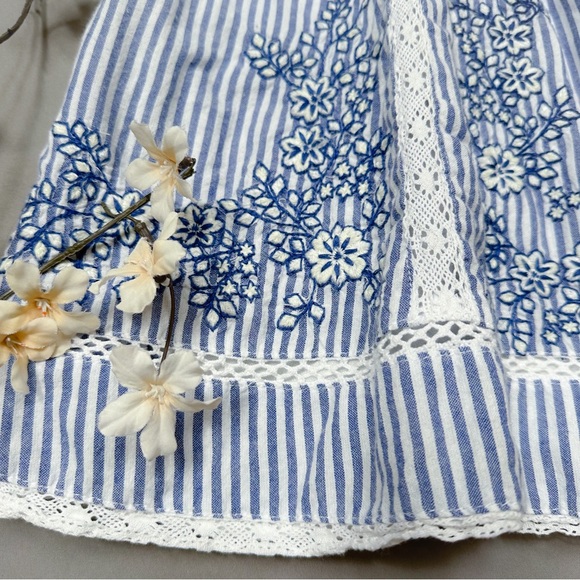 FREE PEOPLE striped crochet lace embroidered dress, M. - Picture 7 of 11